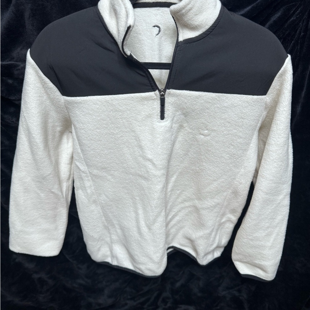 Zyia Women's Black and White Quarter-Zip Sweatshirt